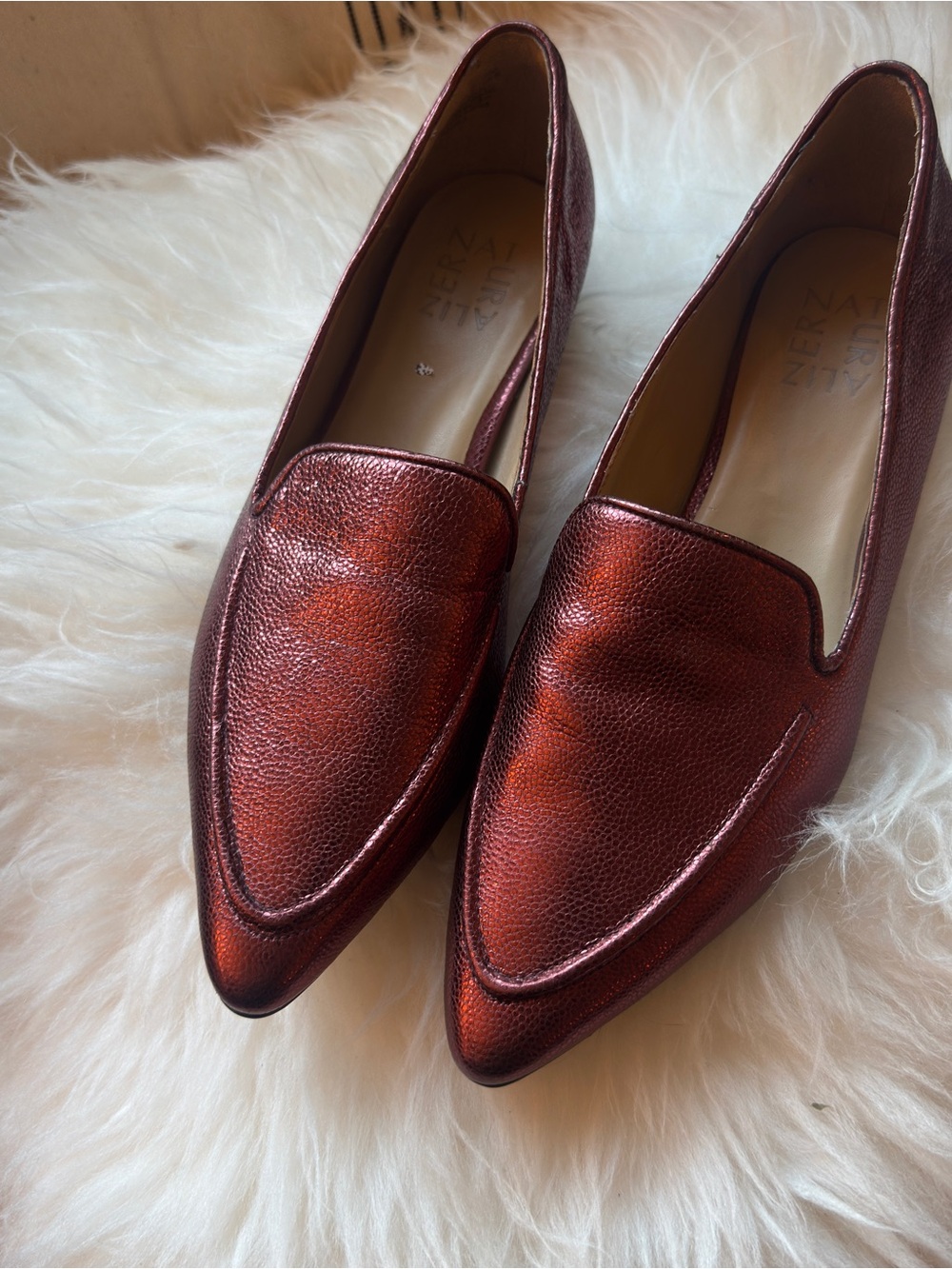 Naturalizer Metallic Copper-Red Pointed Loafers